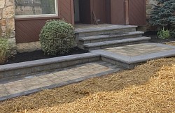 Hardscape patio landing steps